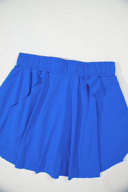 Light Green Drawstring High Waist Lined Tennis Skorts