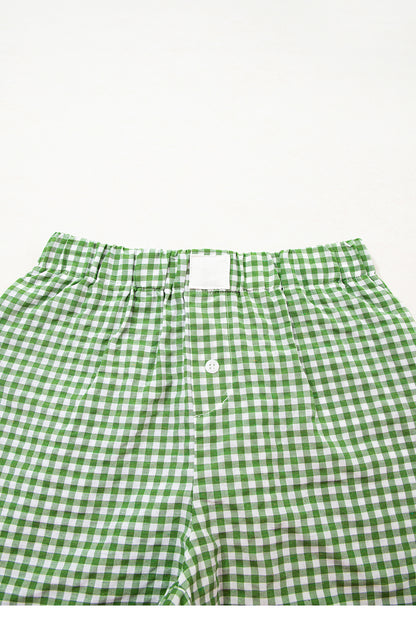 Red Gingham Printed High Waist Shorts