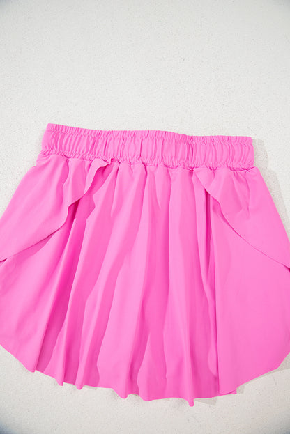 Light Green Drawstring High Waist Lined Tennis Skorts