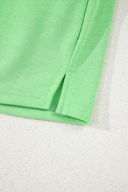 Light Green French Terry Drawstring Mini Skort with Pockets