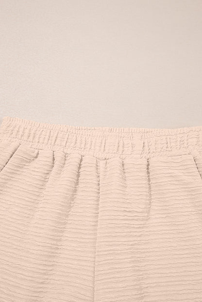 Orange Textured V Neck T Shirt and Shorts Set