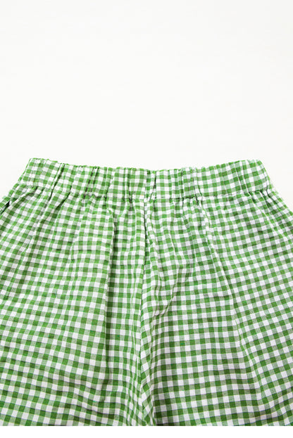 Red Gingham Printed High Waist Shorts