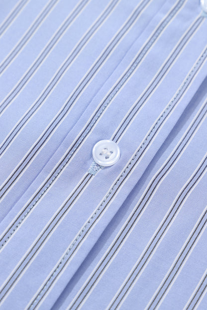 Black Stripe Button Up Oversized Casual Shirt