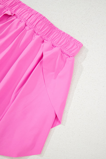 Light Green Drawstring High Waist Lined Tennis Skorts