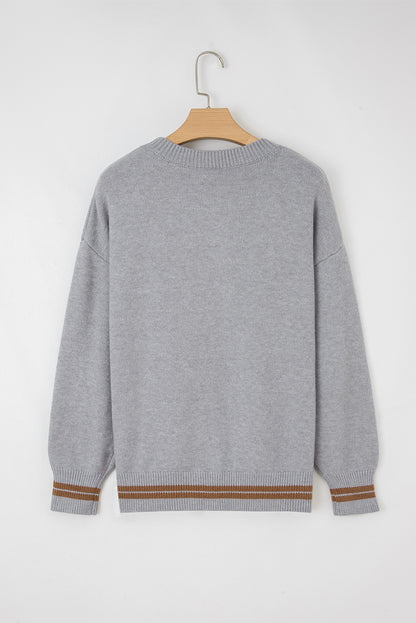 Light Grey See You Cowboy Embroidered Western Graphic Sweater